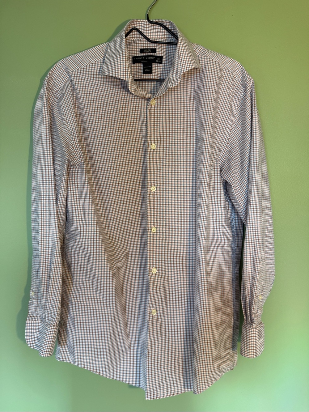 Pronto Uomo Blue and White Micro-Check Dress Shirt